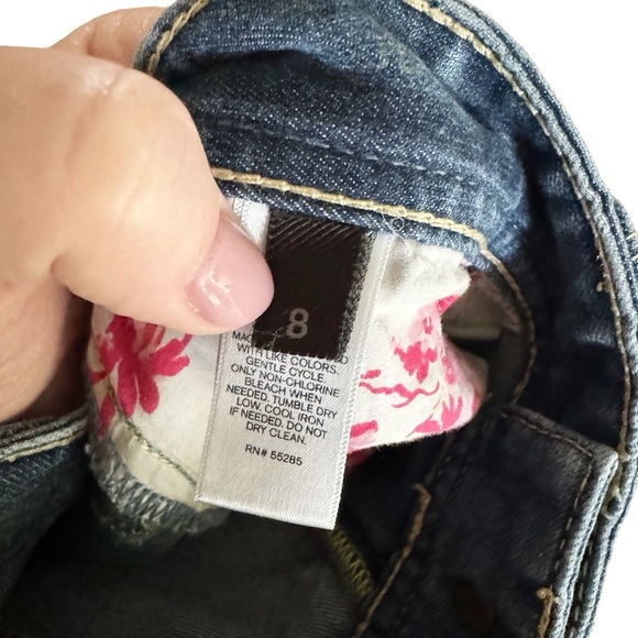 Express jeans women’s size 8 blue zipper pocket straight preppy Super Low Rise - Picture 11 of 12